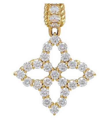 Roberto Coin 18K Yellow Gold ~2.57 Ctw Diamond Princess Flower Drop Earrings Large