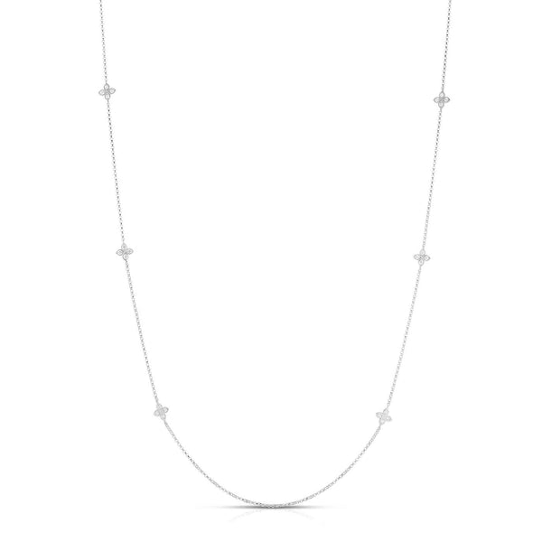 Roberto Coin 18K ~0.49 Ctw Diamond By The Inch  36" Necklace With 10 Flower Stations