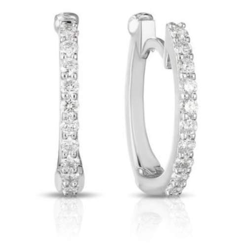 Roberto Coin 18K Perfect Diamond Hoop Pave Diamond Huggy Earrings