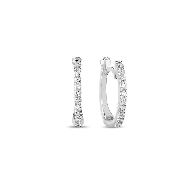 Roberto Coin 18K Perfect Diamond Hoop Pave Diamond Huggy Earrings Provident Jewelery