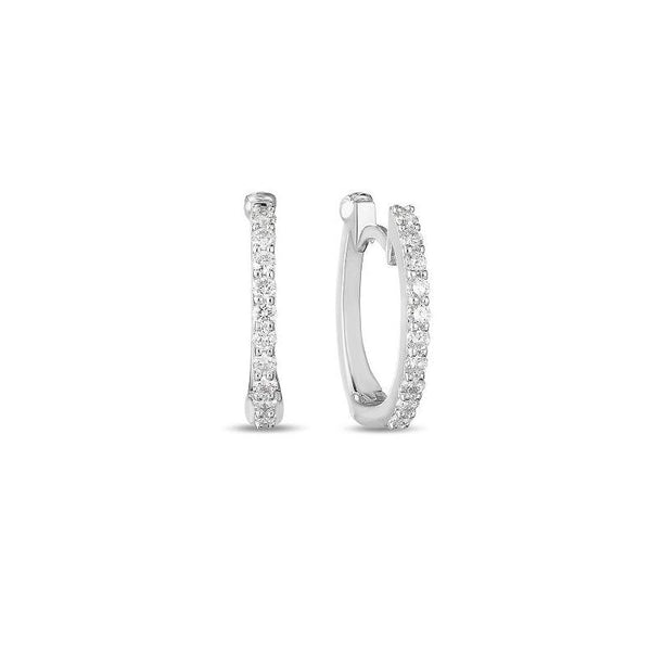 Roberto Coin 18K Perfect Diamond Hoop Pave Diamond Huggy Earrings