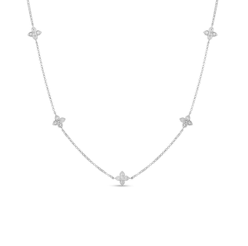 Roberto Coin White Gold Love By The Inch 5 Station Necklace