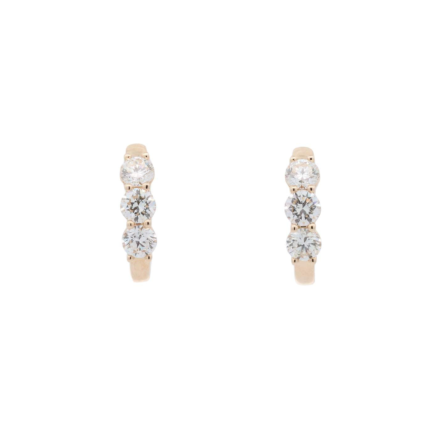 Three Round Diamond Small Hoop Earrings Provident Jewelery