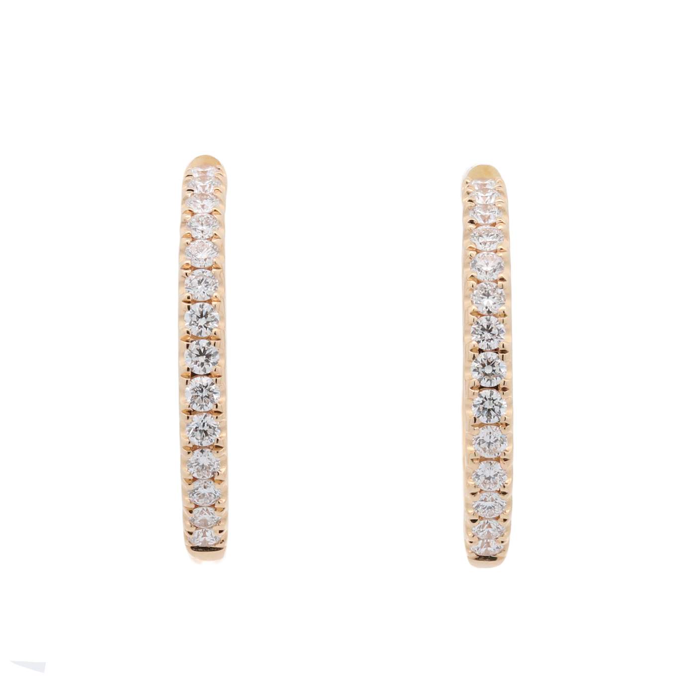 14K Yellow Gold DDiamond Hoop Earrings