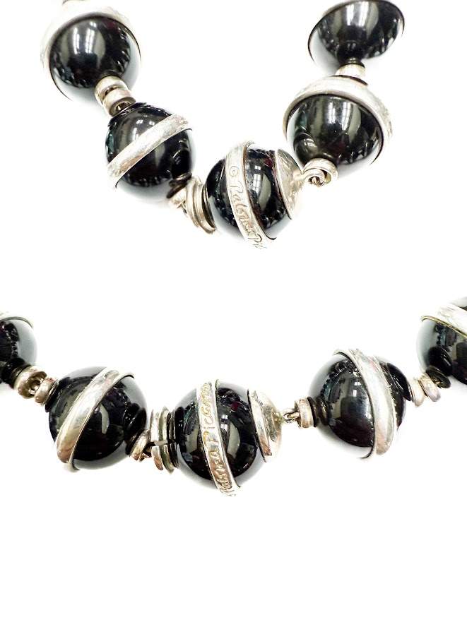 Vintage Tiffany and Co, Paloma Picasso Onyx Orb/Bead  Necklace Bracelet set. Provident Jewelery