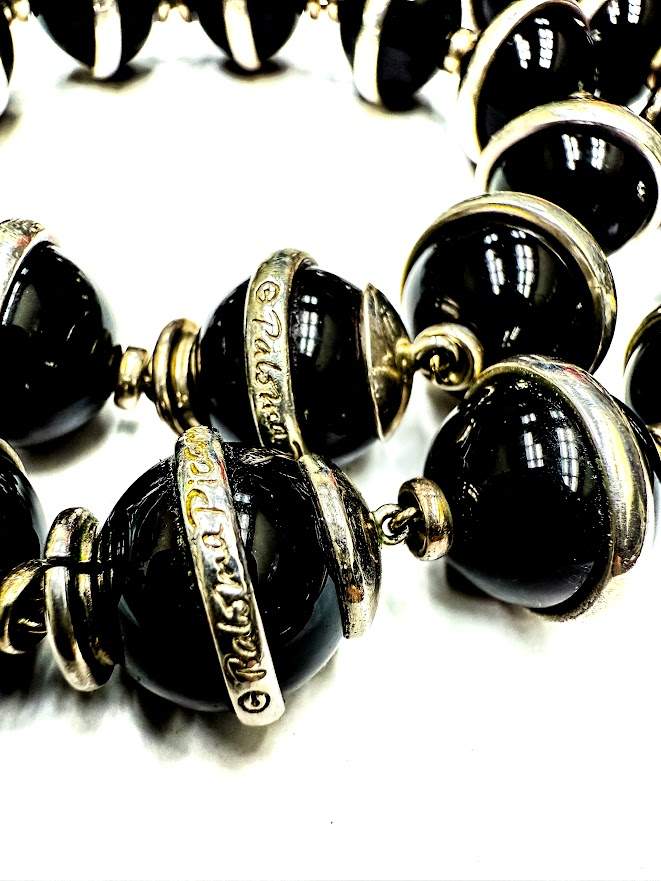 Vintage Tiffany and Co, Paloma Picasso Onyx Orb/Bead  Necklace Bracelet set.