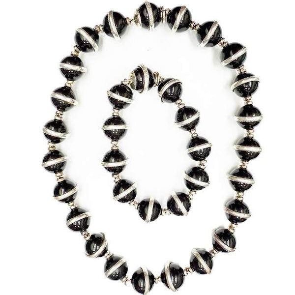 Vintage Tiffany and Co, Paloma Picasso Onyx Orb/Bead  Necklace Bracelet set.