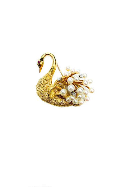 Vintage, 18k Swan Pin