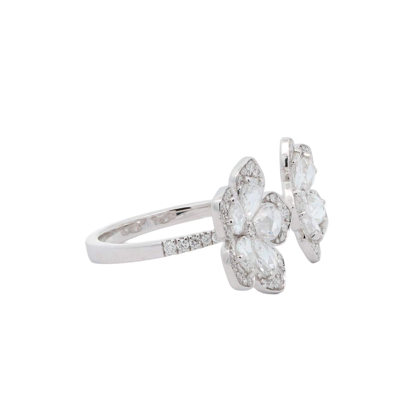 Diamond Two Flower Open Ring Provident Jewelery