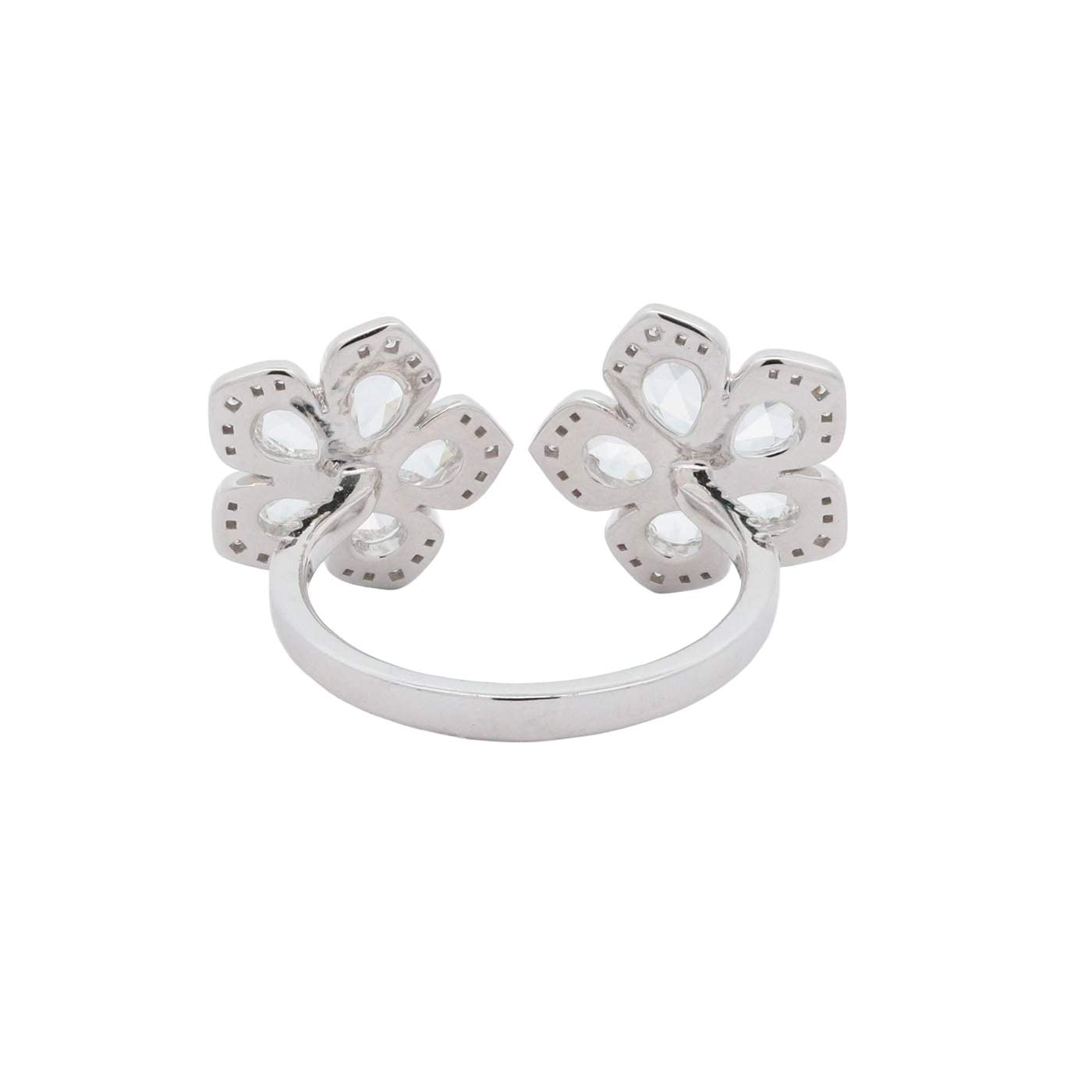 Diamond Two Flower Open Ring Provident Jewelery