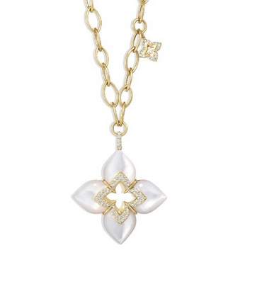 18K Roberto Coin Diamond Mother of Pearl Venetian Princess Necklace