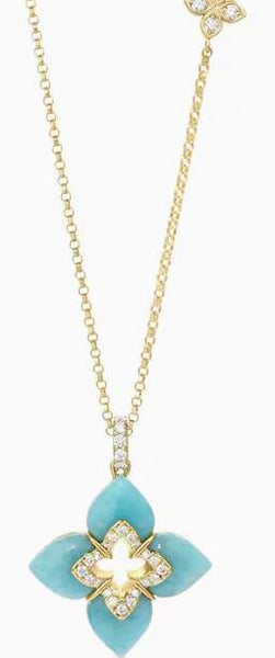 18K Roberto Coin Diamond and Amazonite Venetian Princess Necklace