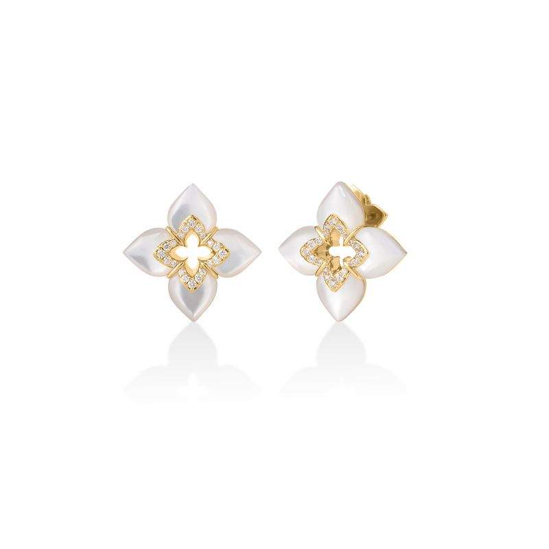 18K Roberto Coin Mother of Pearl and Diamond Venetian Princess Earrings