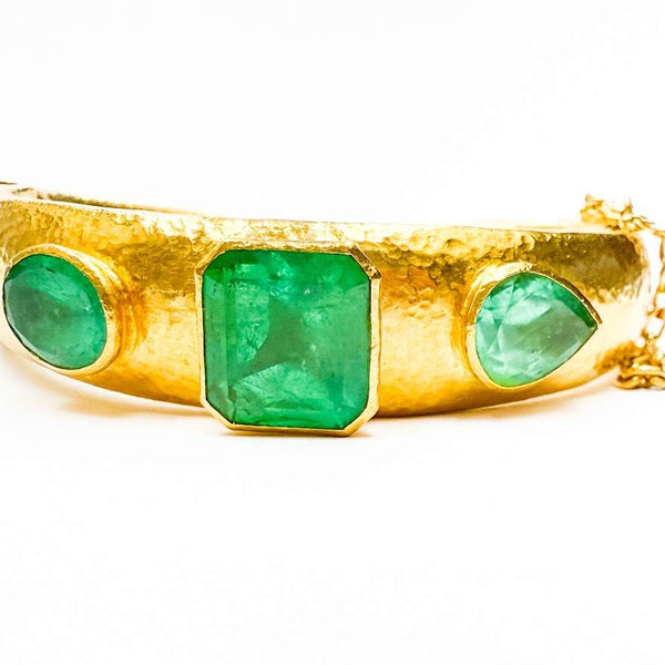 Designer: Gurhan Heavy Gold Emerald Bangle Bracelet Provident Jewelery
