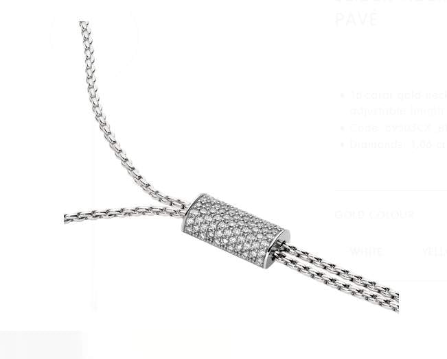 Fope 18K White Double sided Slider Aria Lariat style Necklace with diamonds