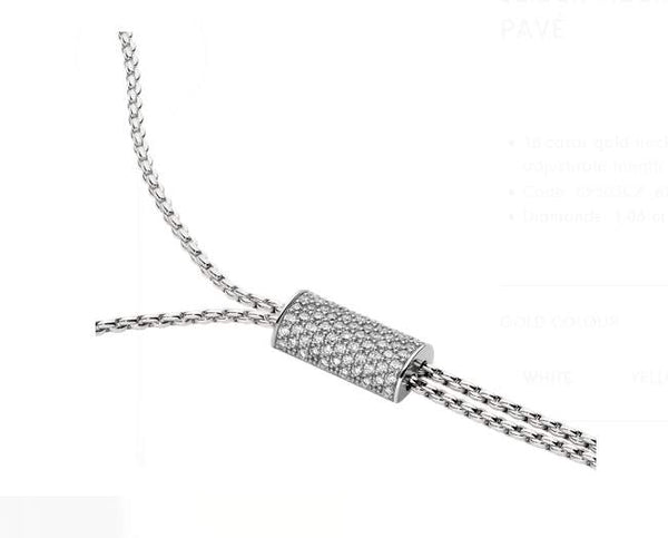 Fope 18K White Double sided Slider Aria Lariat style Necklace with diamonds