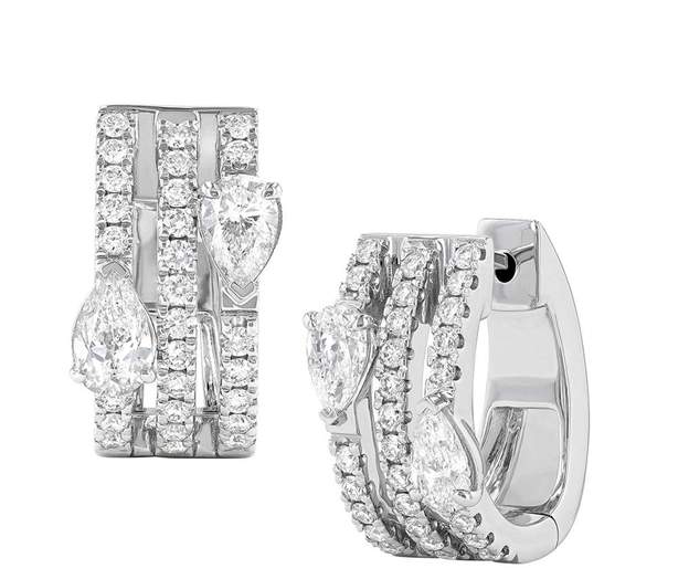 18K Couture Paradox Pear 3-Row Hoop Diamond Earrings