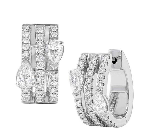 18K Couture Paradox Pear 3-Row Hoop Diamond Earrings