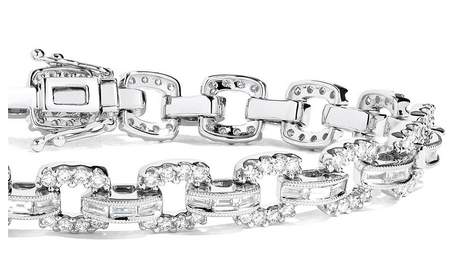 18K White Gold Couture Baguette Link Bracelet