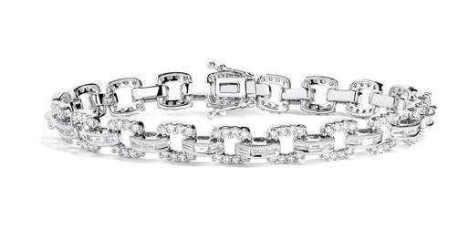 18K White Gold Couture Baguette Link Bracelet