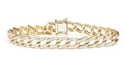 18KY Couture Wide Link Bracelet With Diamonds