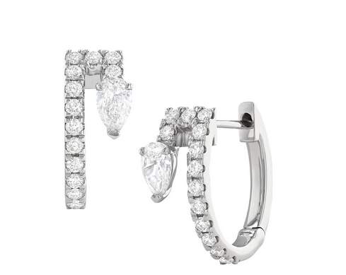 18KWCouture Paradox Pear Hoop Diamond Earrings Provident Jewelery