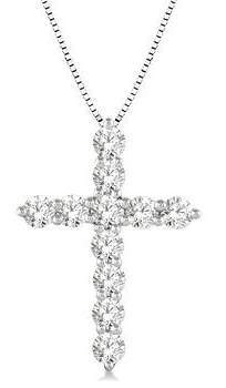14K White Gold Diamond Cross Fashion Pendant Provident Jewelery
