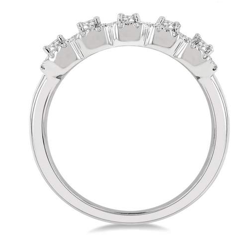 14KW Emerald Shape 5 Stone Halo Half Eternity Diamond RING Provident Jewelery