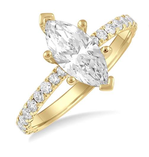 14KY Semi-Mount Diamond Engagement Ring, NO Center Stone