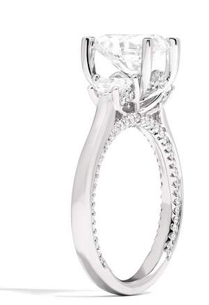 18KW Couture Semi-Mount Engagement Ring With Trap Side Diamonds, NO Center Stone