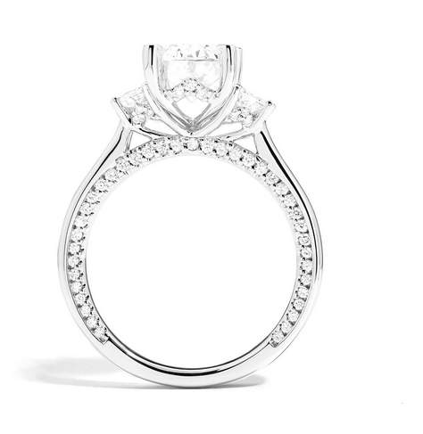 18KW Couture Semi-Mount Engagement Ring With Trap Side Diamonds, NO Center Stone