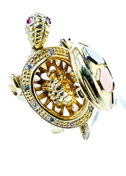 14K Tri Gold Mom and Baby Turtle ring Provident Jewelery