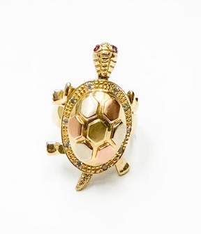 14K Tri Gold Mom and Baby Turtle ring Provident Jewelery