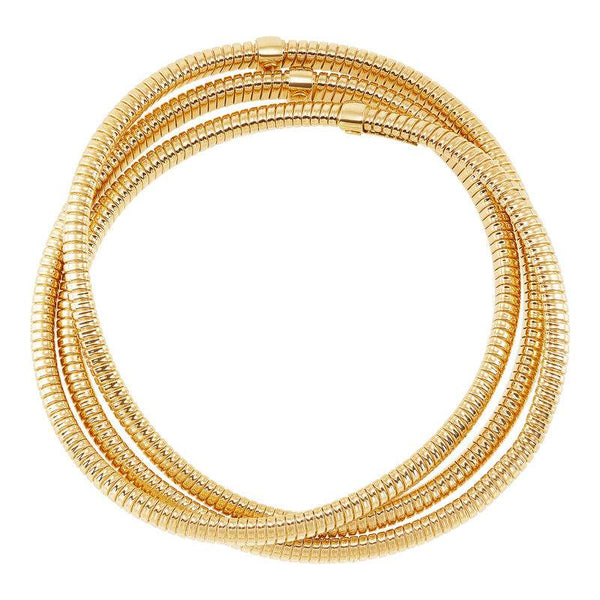 14K Yellow Gold Triple- Strand Intertwined Tubogas Provident Jewelery