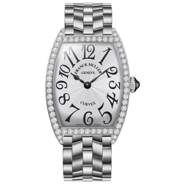 Franck Muller Cintree Curvex Steel Case And Bracelet White Dial And Black Numerals 25mm