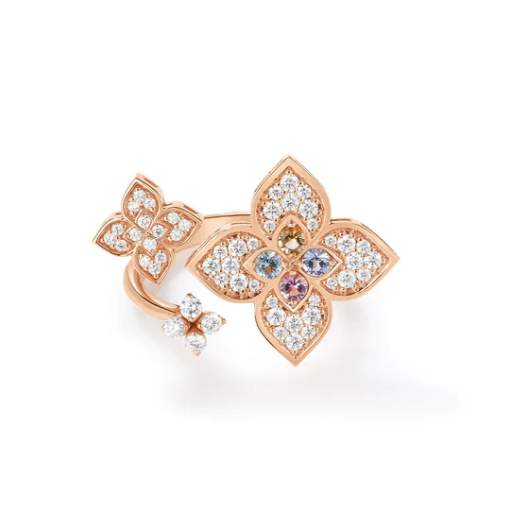 Roberto Coin 18K Venetian Princess Carnival Pave Diamond And Mixed Stone Large Triple Flower Ring Provident Jewelery