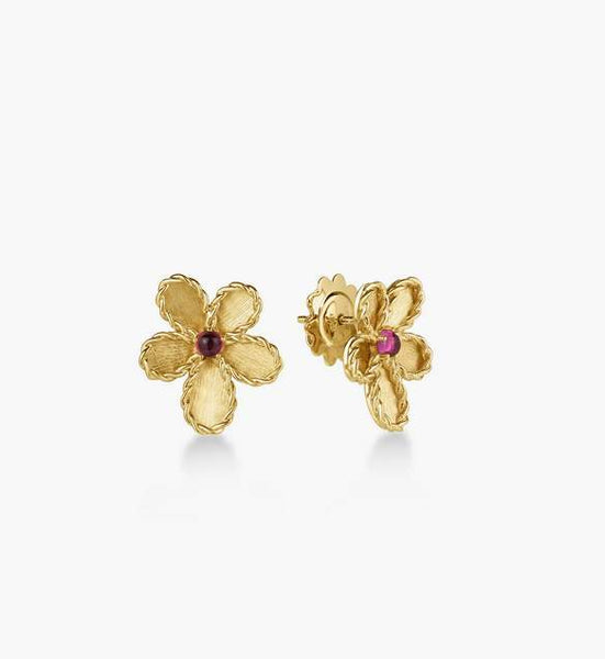 Roberto Coin 18K Yellow Gold Rubellite And Jasmine Earrings Provident Jewelery