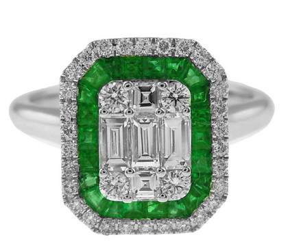 18K Emerald and Diamond Ring