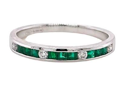 18K Emerald and Diamond Channel Set Band/Ring