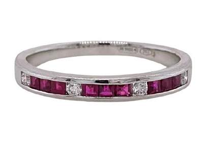 18K Ruby and Diamond Channel Set Band/Ring