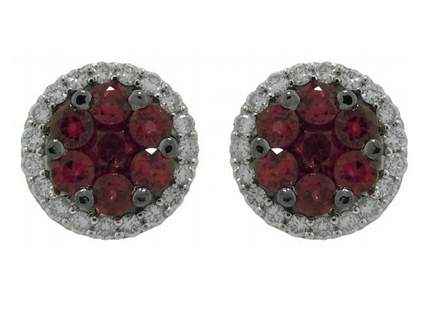 18K White Gold Ruby and Diamond Earrings. 14Rubies=~.91cttw 38Diamonds =~.32cttw  G-H/VS2-SI1 Provident Jewelery