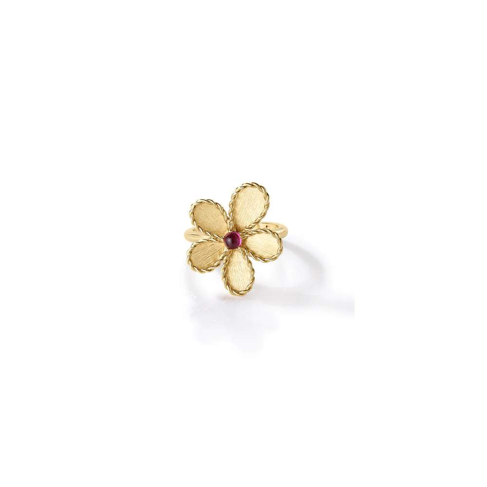 Roberto Coin 18K  Jasmine Rubellite Flower Motif Ring