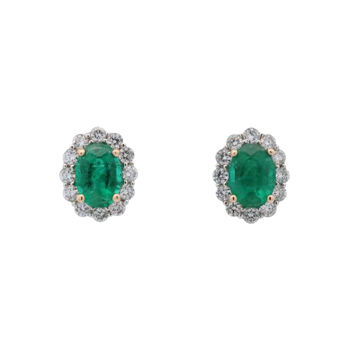 18K Emerald and Diamond Earrings