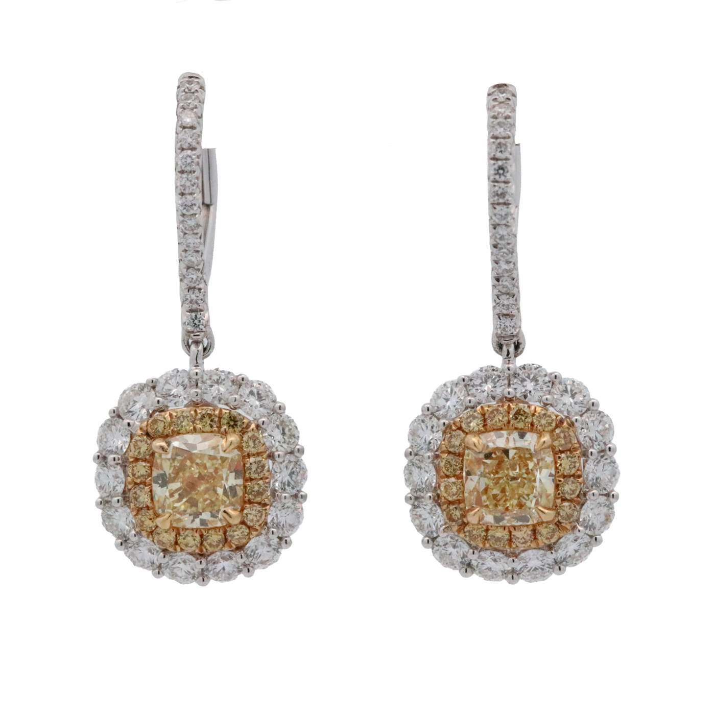 18K Yellow Diamond Dangle Earrings