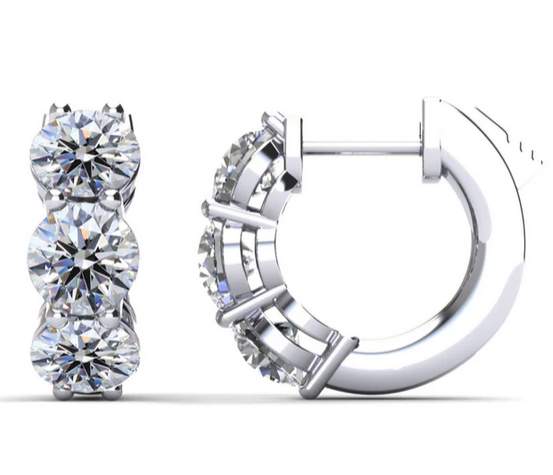 14K Round Diamond Small Hoops Earrings With 6 Round Diamond Provident Jewelery