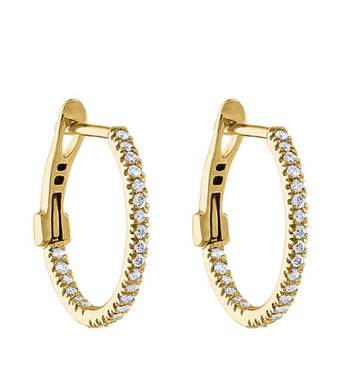 14K Yellow Gold Small Diamond Inside Outside Hoop Earrings Provident Jewelery