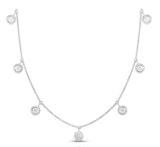 14K Diamond Dangle Station Necklace