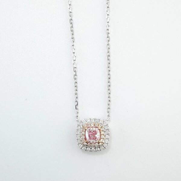18KW Fancy  Pink And White Diamond Necklace Provident Jewelery