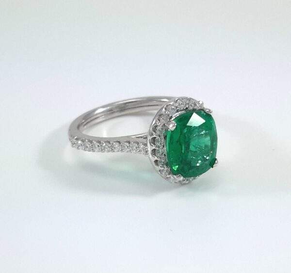 14k Cushion Emerald Diamond Halo Ring Provident Jewelery