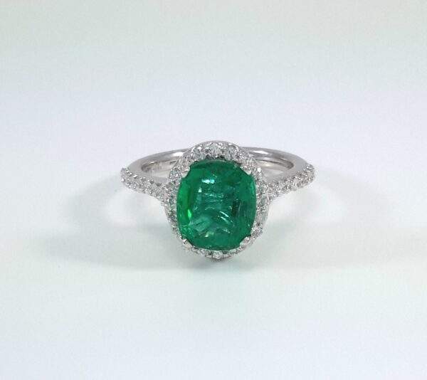 14k Cushion Emerald Diamond Halo Ring Provident Jewelery